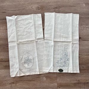 Vintage‎ Rectangle Pure Linen Table Cloth Napkin 19” X 11” Set Of 2